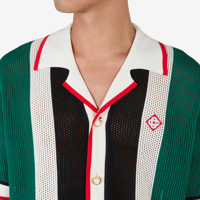 Striped Mesh Shirt Green | White Stripe