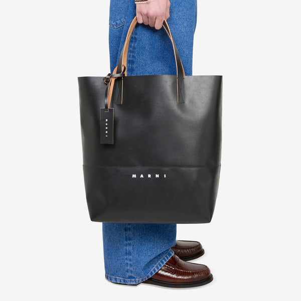 Marni Tag Open Shopper Black Accessories