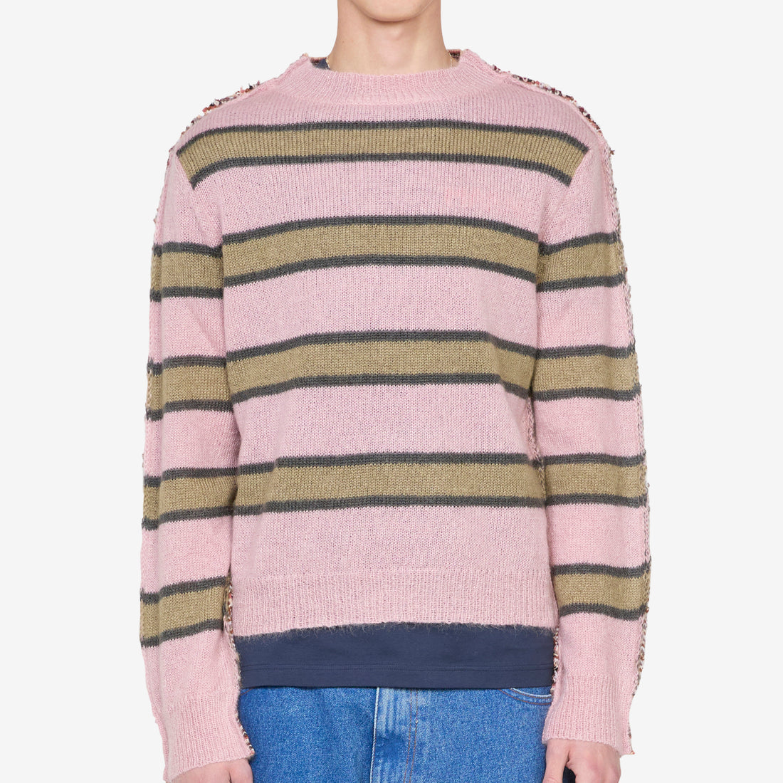 Mixed Stripe Blend Sweater Soft Pink Jumpers