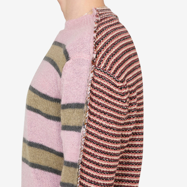 Mixed Stripe Blend Sweater Soft Pink Jumpers