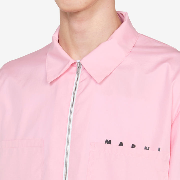 Hidden Logo Zip Shirt Peony