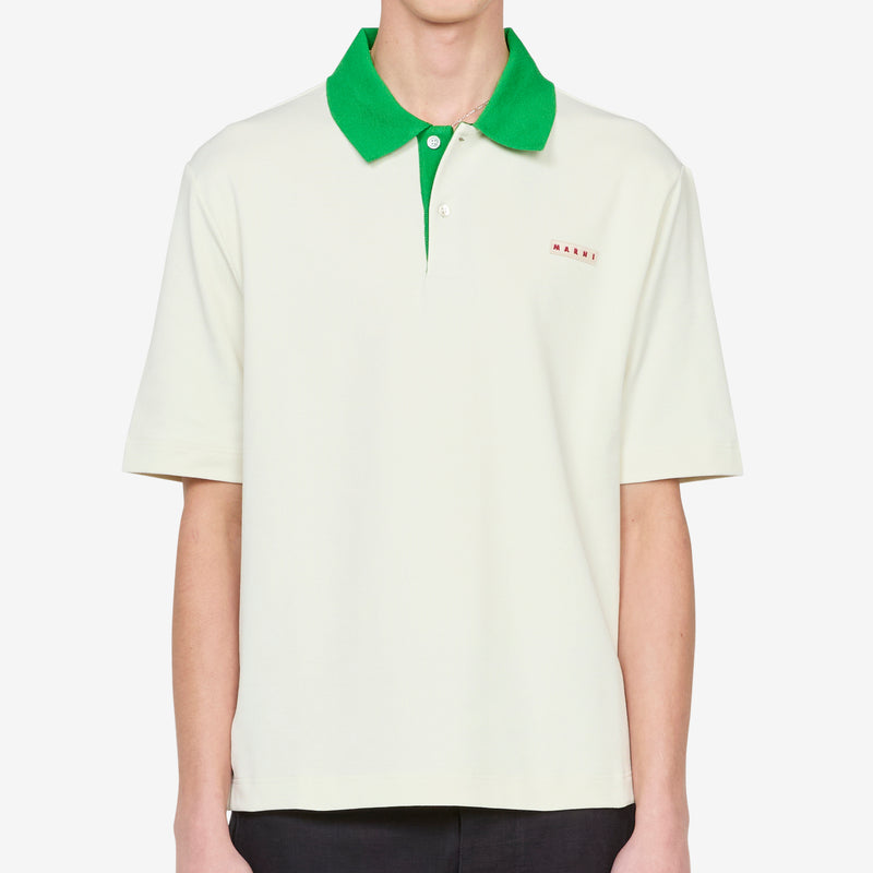 Contrast Collar Polo Shirt Glass Shirts