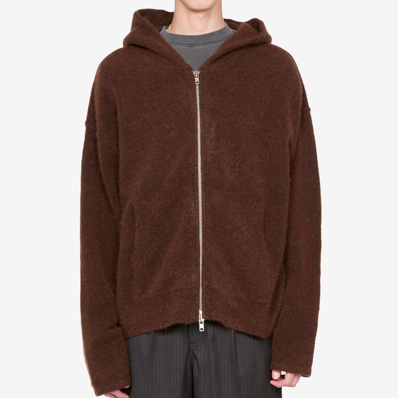 Knit Zip Hood Burnt Umber Jumpers