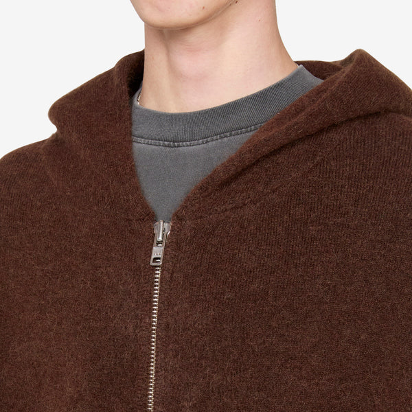 Knit Zip Hood Burnt Umber Jumpers