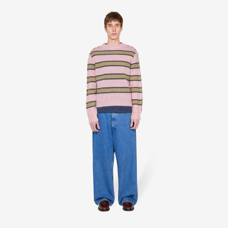 Mixed Stripe Blend Sweater Soft Pink Jumpers