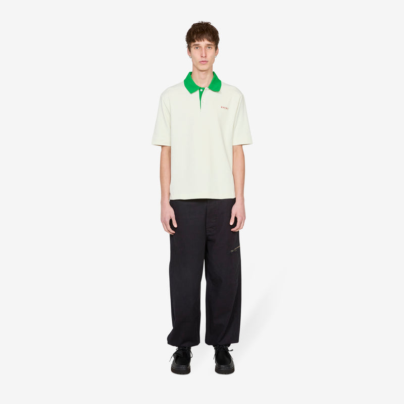 Contrast Collar Polo Shirt Glass Shirts