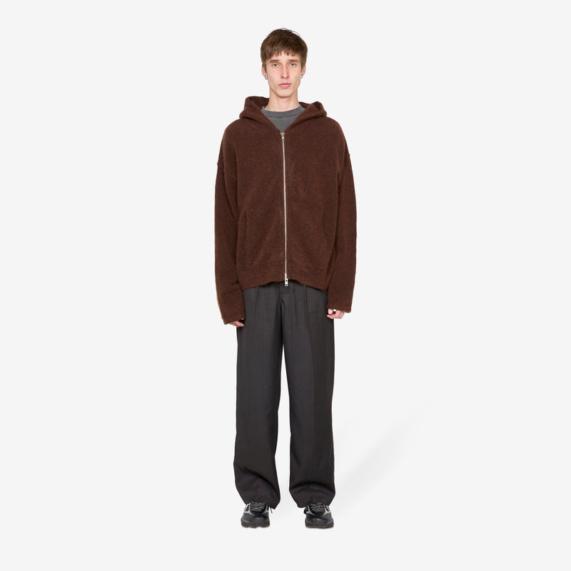 Knit Zip Hood Burnt Umber Jumpers