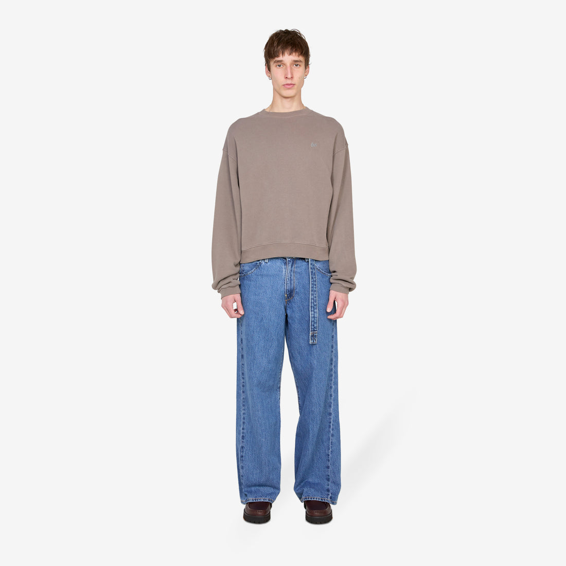 ERL Script Crewneck Sweater Taupe Jumpers