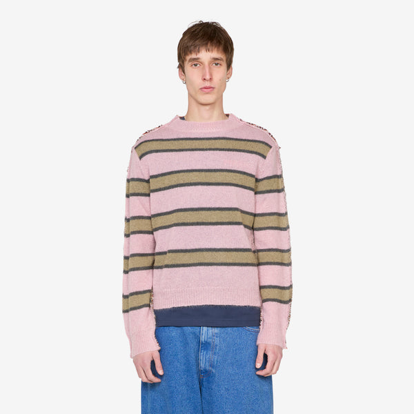 Mixed Stripe Blend Sweater Soft Pink Jumpers