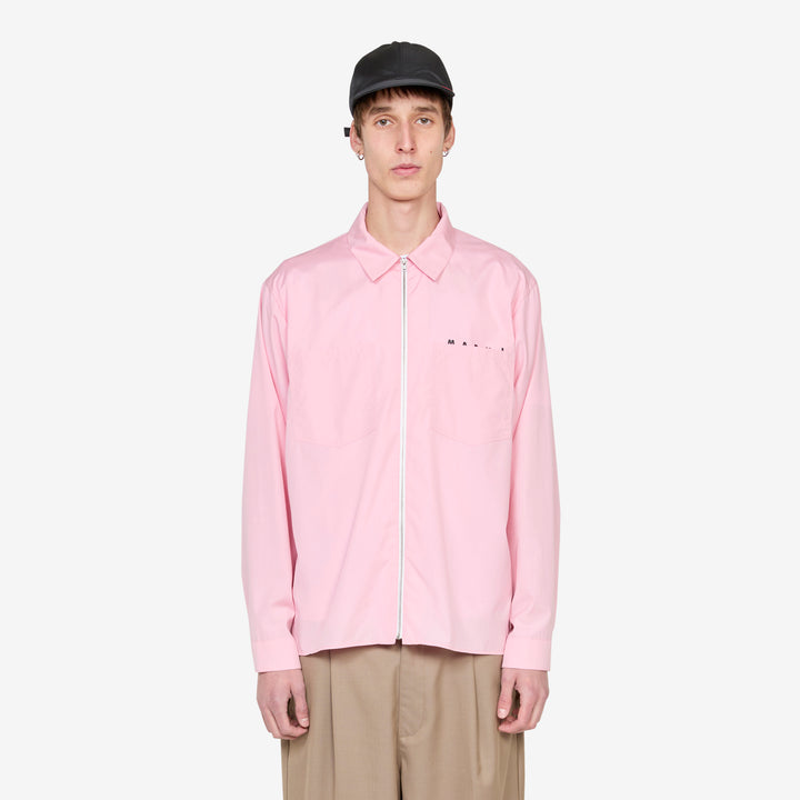 Hidden Logo Zip Shirt Peony Front