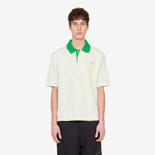 Contrast Collar Polo Shirt Glass Shirts