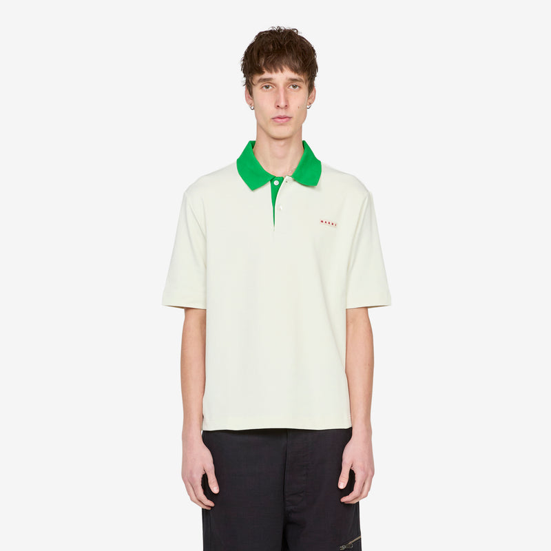 Contrast Collar Polo Shirt Glass Shirts