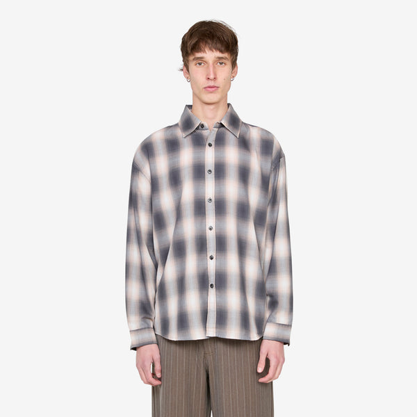 Drop Longsleeve Shirt Grey | Pink Check Shirts