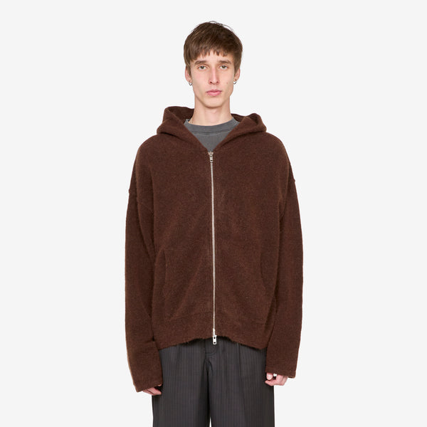 Knit Zip Hood Burnt Umber Jumpers