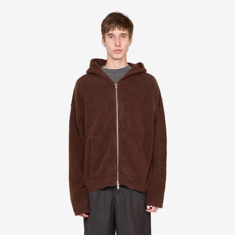Knit Zip Hood Burnt Umber Jumpers