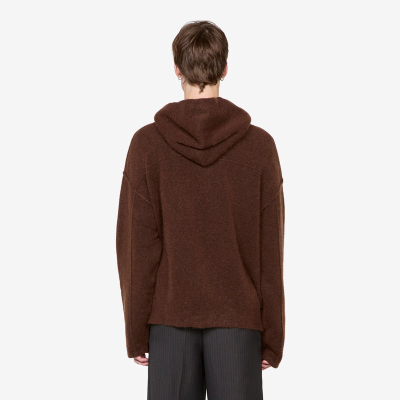 Knit Zip Hood Burnt Umber Jumpers