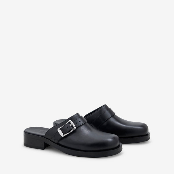 Camion Mule Black Leather Footwear