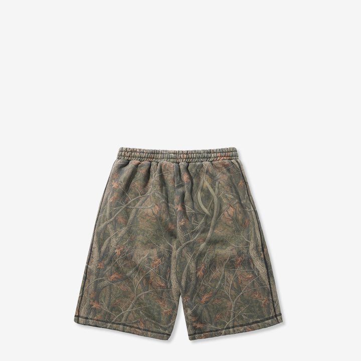 Overlock Stitch Fleece Shorts Forest Camo