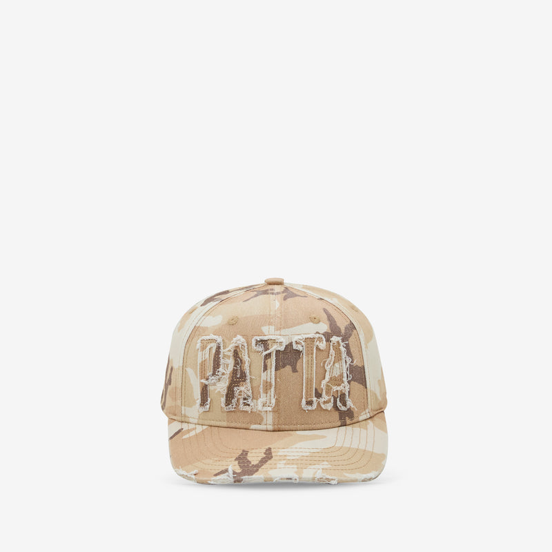 Frayed Woodland Camo Sports Cap Sand Dollar Headwear