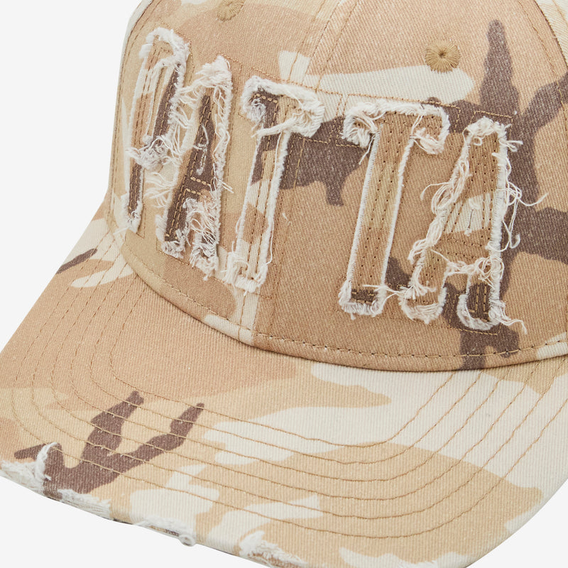 Frayed Woodland Camo Sports Cap Sand Dollar Headwear