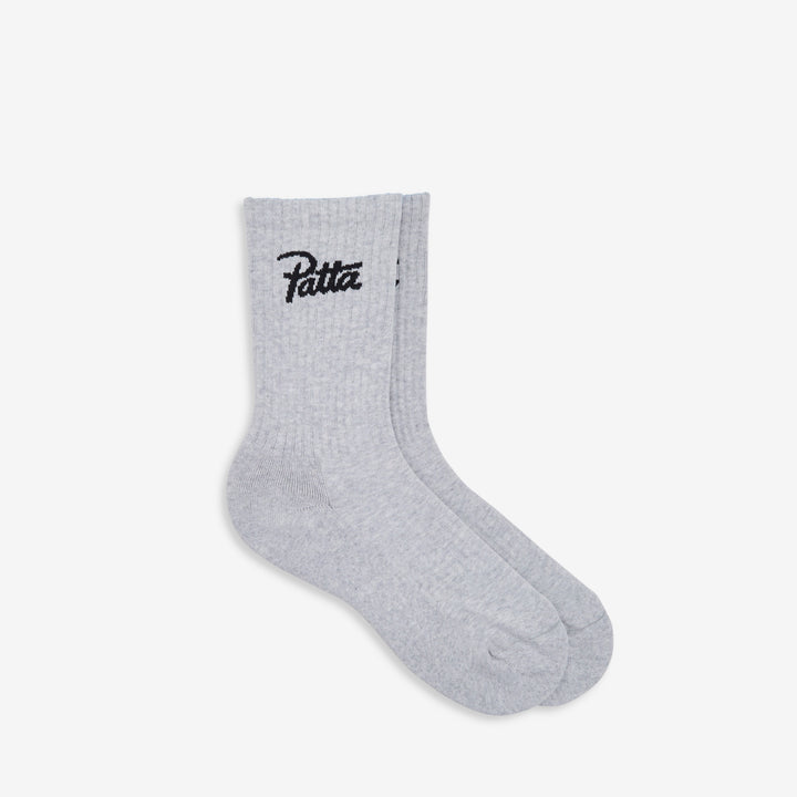 Script Logo Sports Sock Melange Grey Front