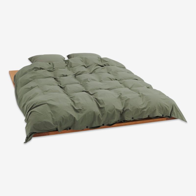 Percale Fitted Sheet Olive Green Lifestyle
