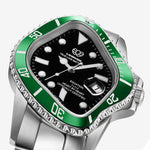 PEA001 Silver Precision Steel | Green Bezel | Black Dial 40mm