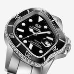 PEA001 Silver Precision Steel | Black Bezel | Black Dial 40mm