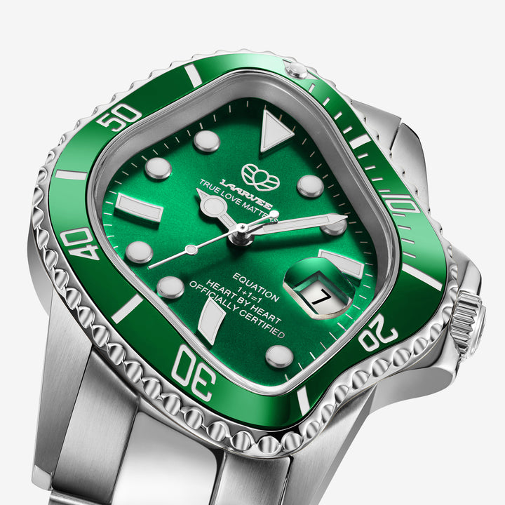 PEA001 Silver Precision Steel | Green Bezel | Green Dial 40mm