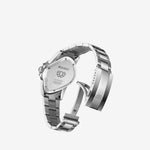 PEA001 Silver Precision Steel | Navy Blue Bezel | White Dial 40mm