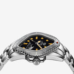 PEA001 Silver Precision Steel | Matte Silver Aluminum Bezel | Matte Black Dial 40mm