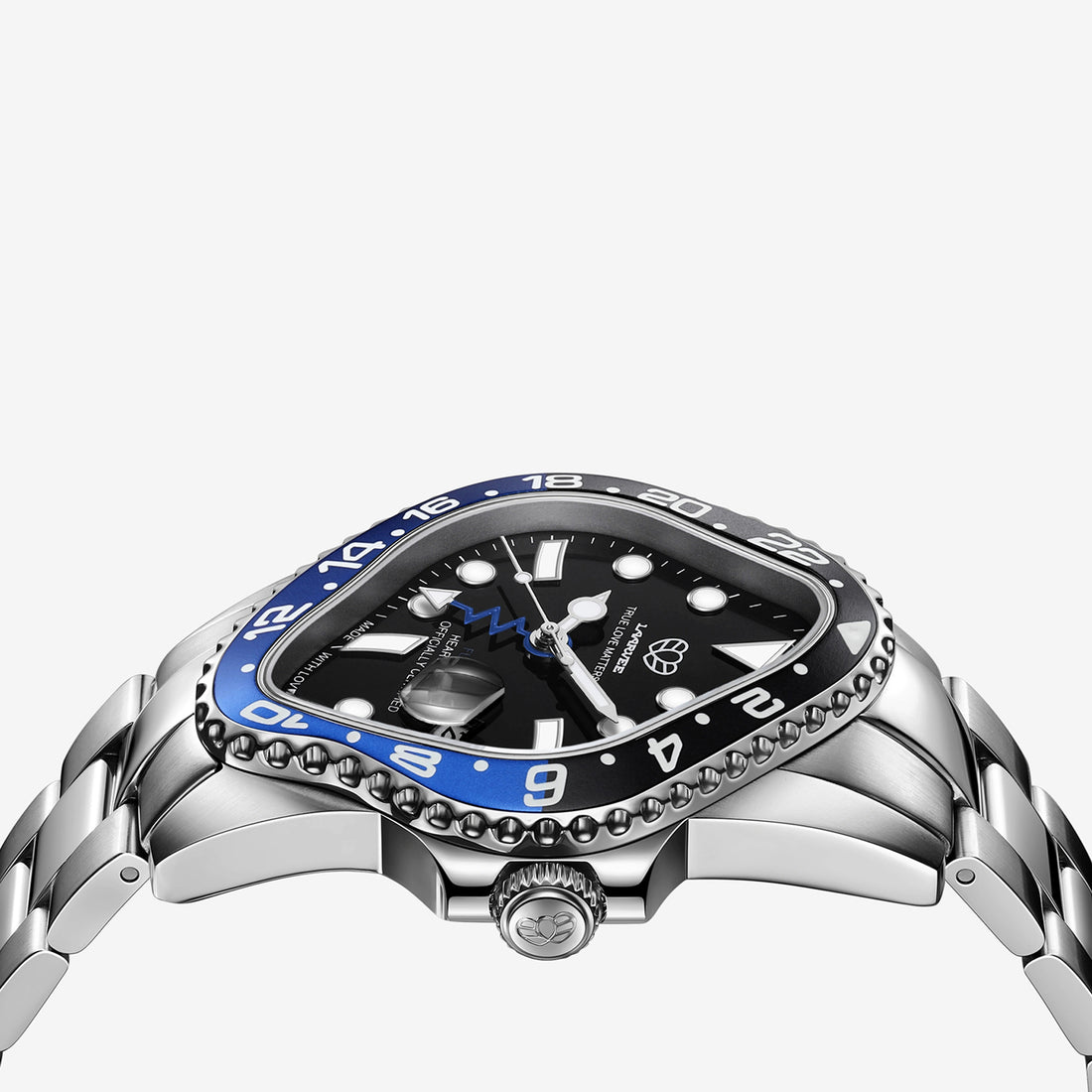 PEA001GMT Silver Precision Steel | Black Blue Bezel | Black Dial 40mm Jewellery