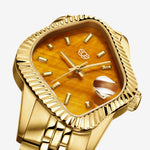 PEA003 Golden Precision Steel | Fluted Bezel | Tiger's Eye Dial 38mm