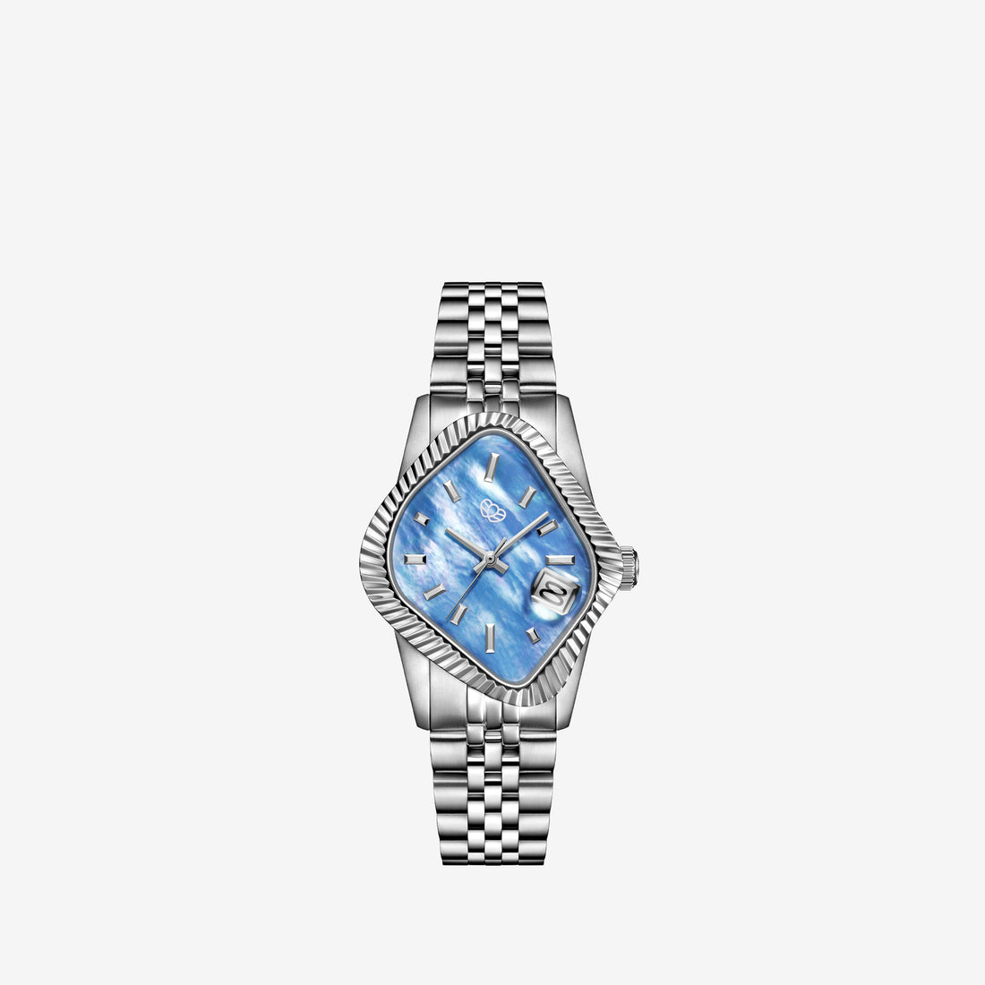 PEA003 Silver Precision Steel | Fluted Bezel | Blue Mother-Of-Pearl Dial 38mm Jewellery