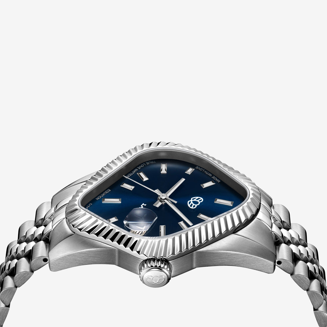 PEA003 Silver Precision Steel | Fluted Bezel | Dark Blue Dial 38mm Jewellery