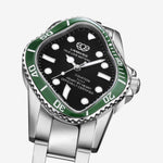 PEA101 Silver Precision Steel | Green Bezel | Black Dial 32mm