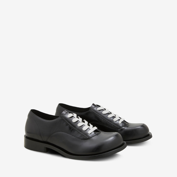 086 Derby Black Glazed Leather