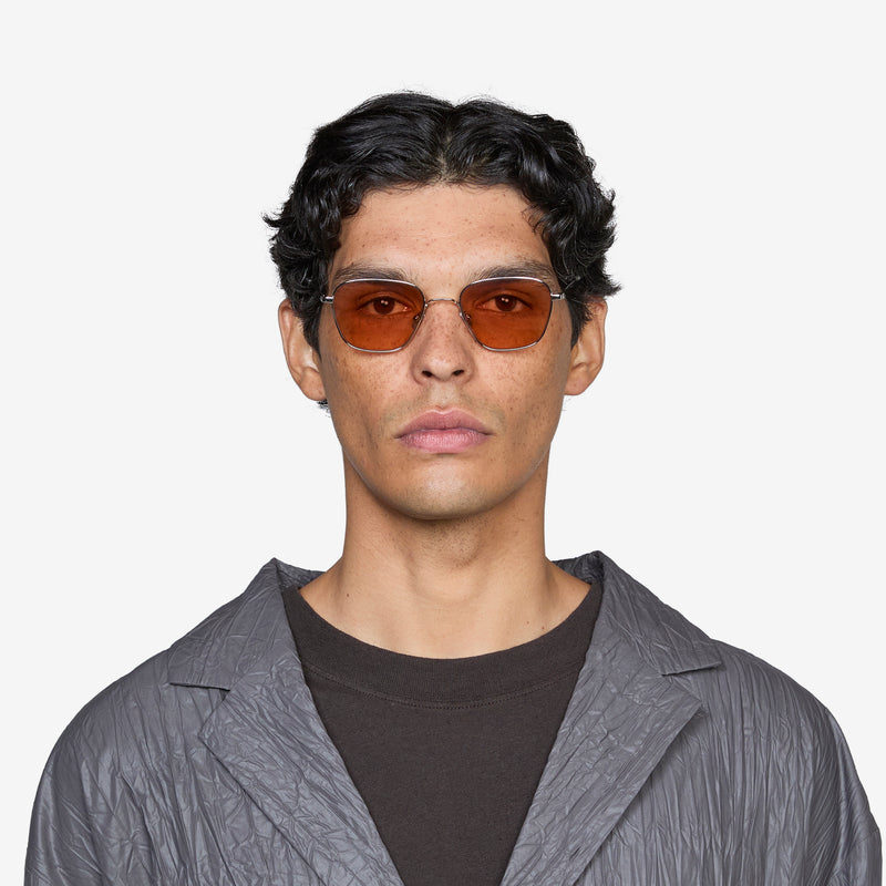 Otis Silver | Orange Solid Lens Eyewear