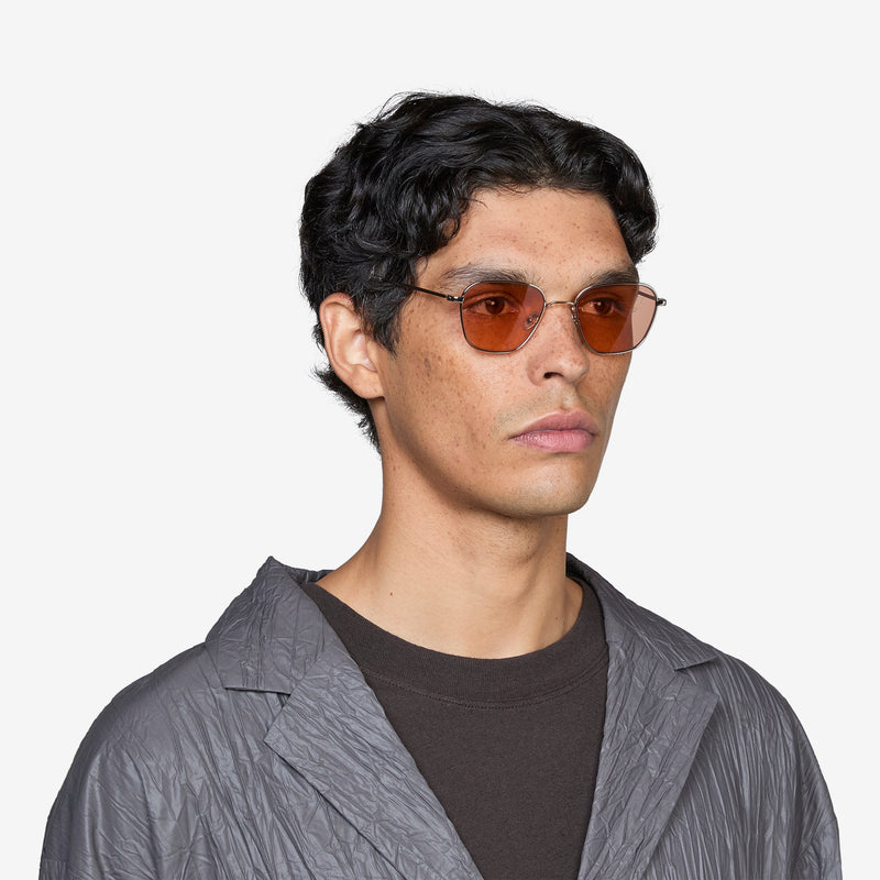 Otis Silver | Orange Solid Lens Eyewear