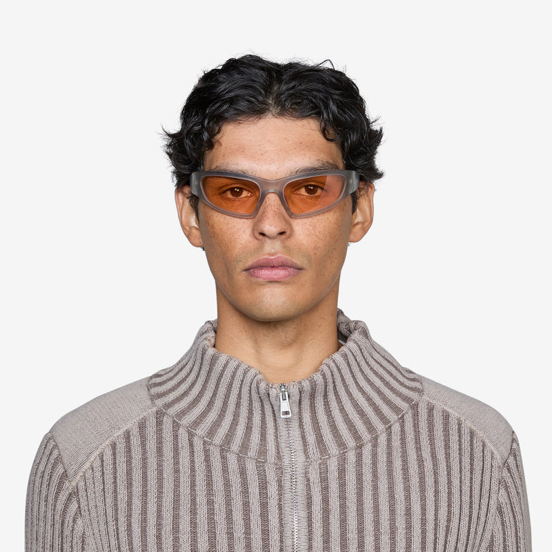 Crow Matte Grey | Orange Solid Lens Eyewear