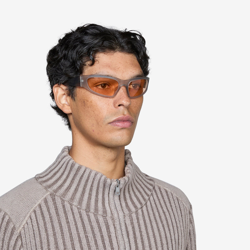 Crow Matte Grey | Orange Solid Lens Eyewear