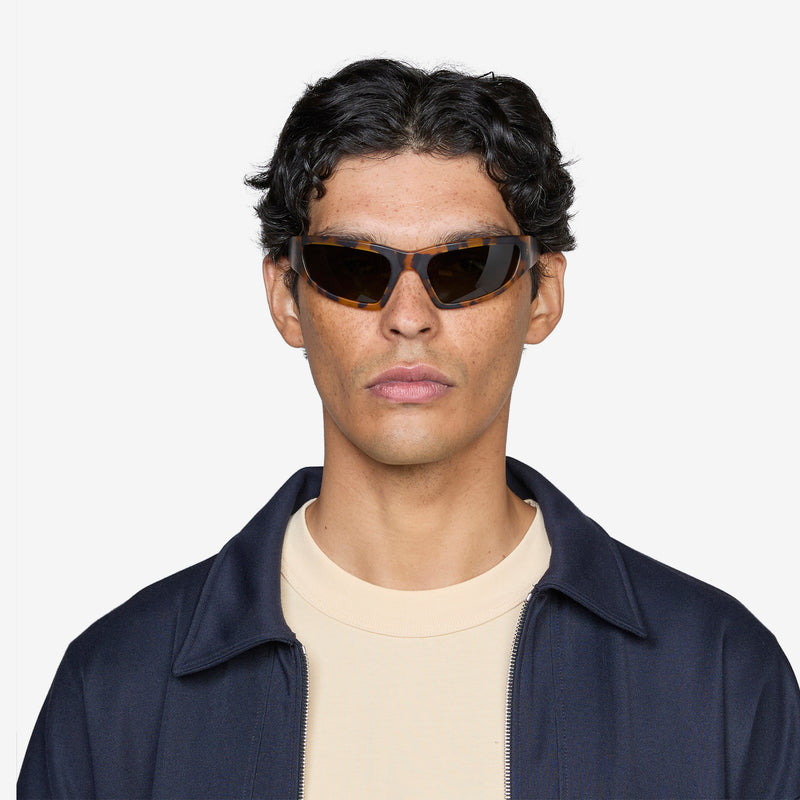 Crow Matte Havana | Green Solid Polarised Lens Eyewear