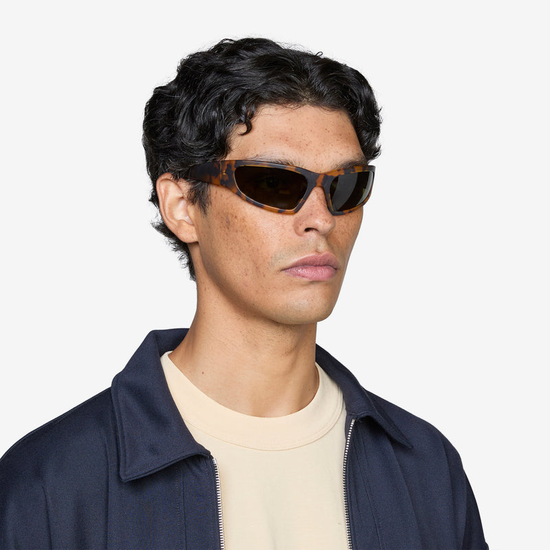 Crow Matte Havana | Green Solid Polarised Lens Eyewear