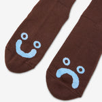 Happy Sad Rib Socks Brown | Blue