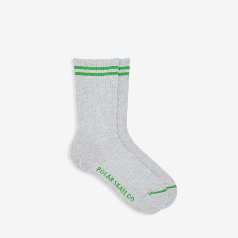 2 Stripes Rib Socks Heather Grey | Green Accessories