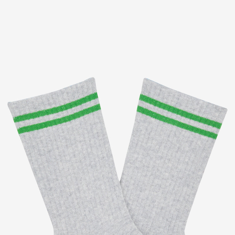 2 Stripes Rib Socks Heather Grey | Green Accessories