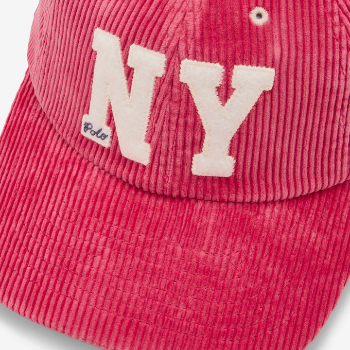 NY Patch Corduroy Ball Cap Red