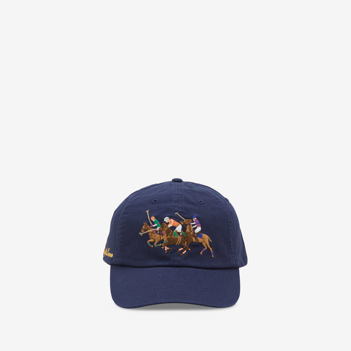 Triple-Pony Twill Ball Cap Newport Navy Front