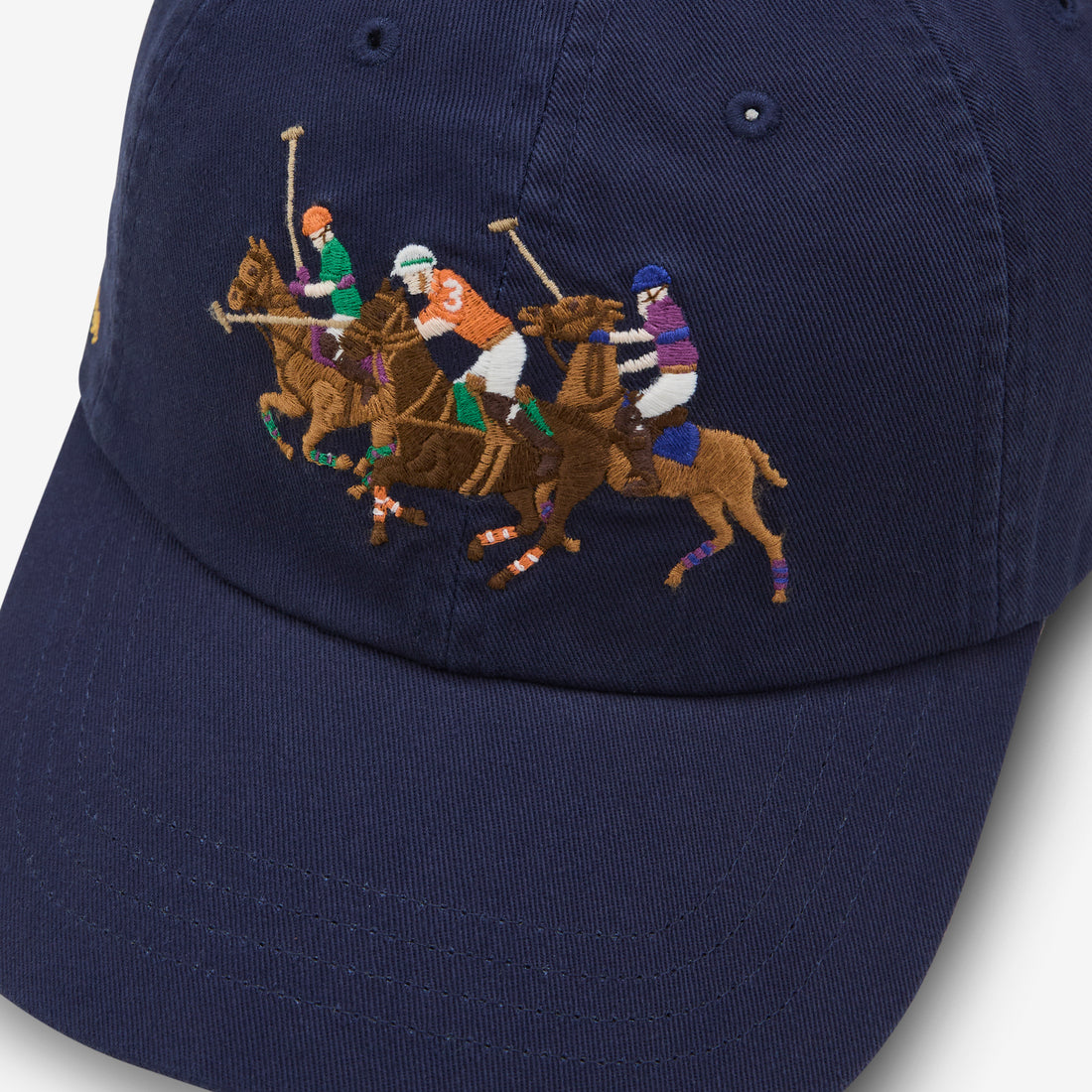 Triple-Pony Twill Ball Cap Newport Navy Headwear