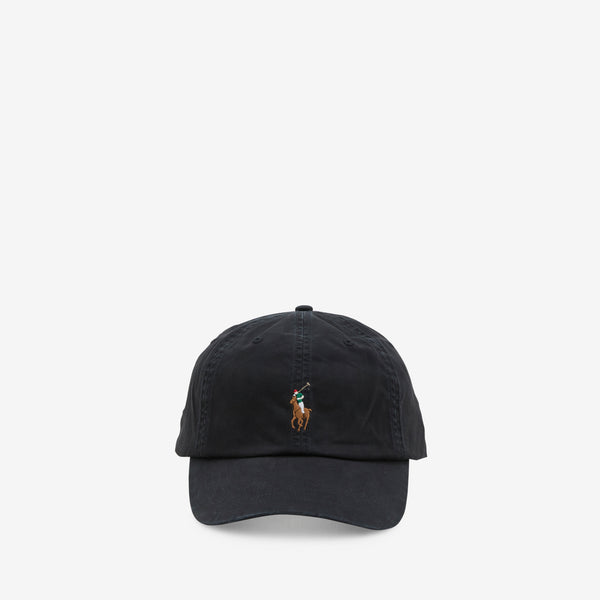 Stretch-Cotton Twill Ball Cap Polo Black Headwear
